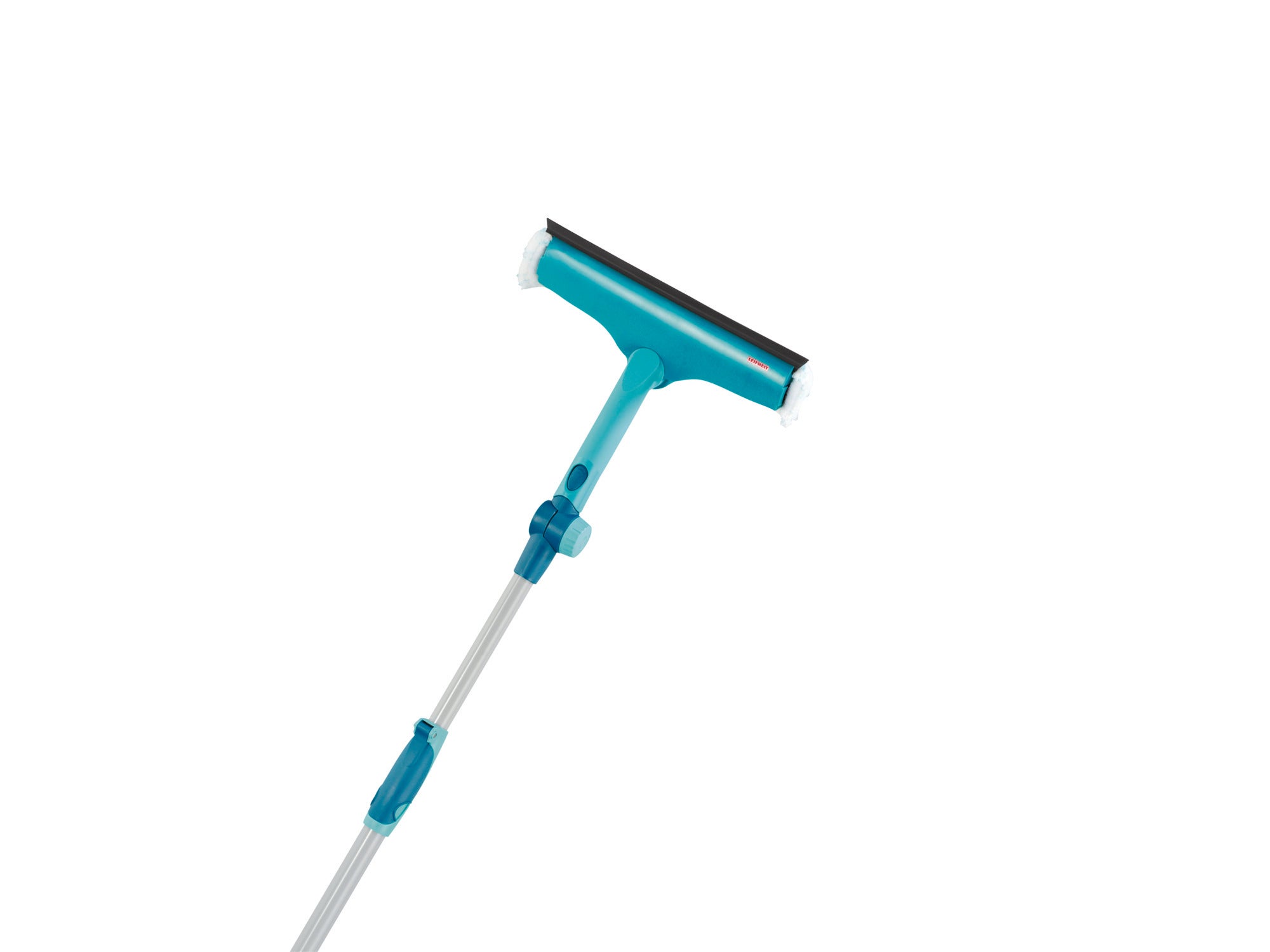 Fensterwischer Window&Frame Cleaner Telescope 200: Ein türkisfarbener Fensterwischer mit Teleskopstange, ideal zum Reinigen von Fenstern und Rahmen. Ergonomisches Design für einfache Handhabung.