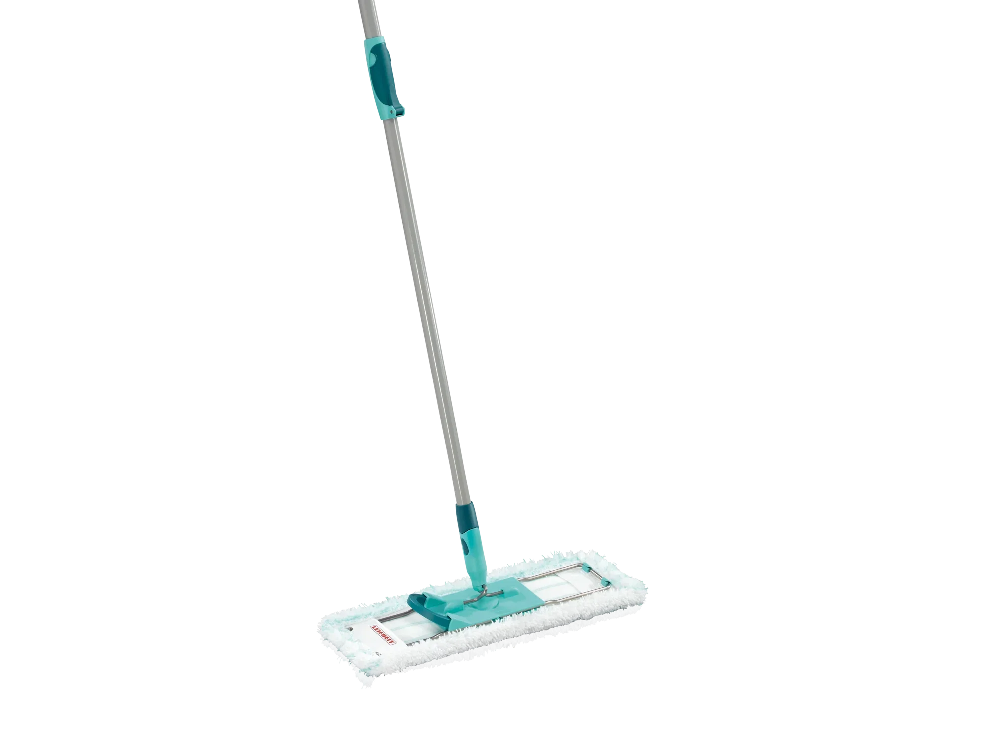 Profi micro duo dweilmop met telescopische steel. De mop heeft een uitschuifbare steel en een rechthoekige, afneembare mop, ideaal voor grondig schoonmaken.