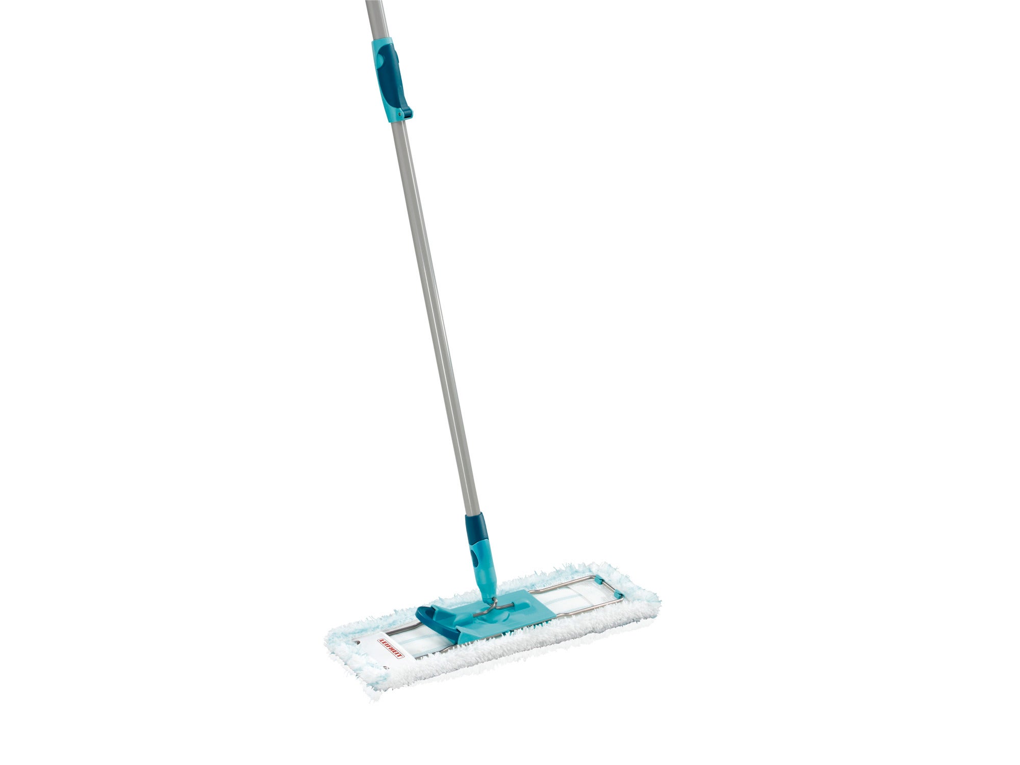 Bodenwischer Profi micro duo mit Teleskopstiel. Der Wischer hat einen ausziehbaren Stiel und ein rechteckiges, abnehmbares Wischtuch, ideal für gründliche Reinigung.