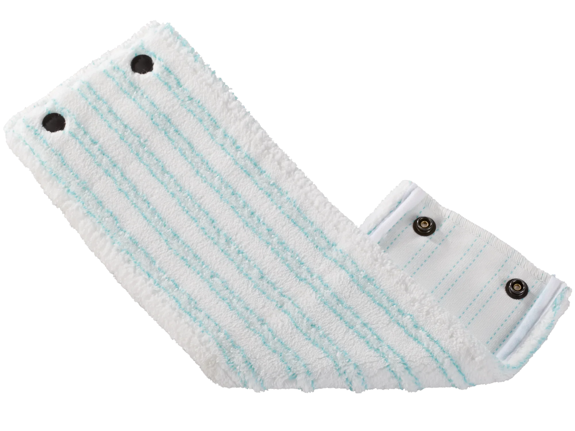 CLEAN TWIST micro duo mop cover: A white mop cover with blue stripes and press studs. Ideal for thorough cleaning of floors, compatible with the CLEAN TWIST system.