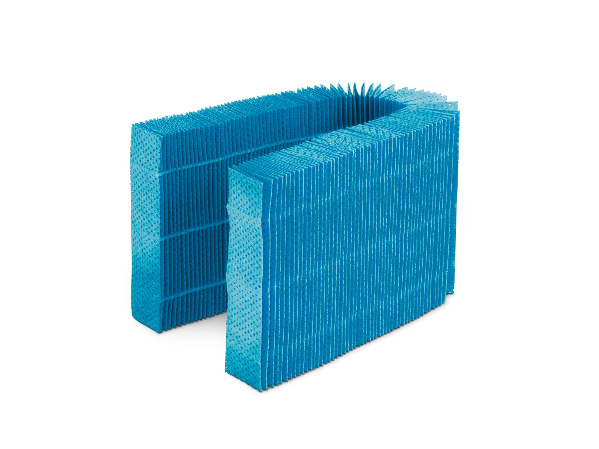 Replacement filter for the Airfresh Hygro 500. The filter is blue and has a rectangular shape with folded fins that enable efficient air purification.