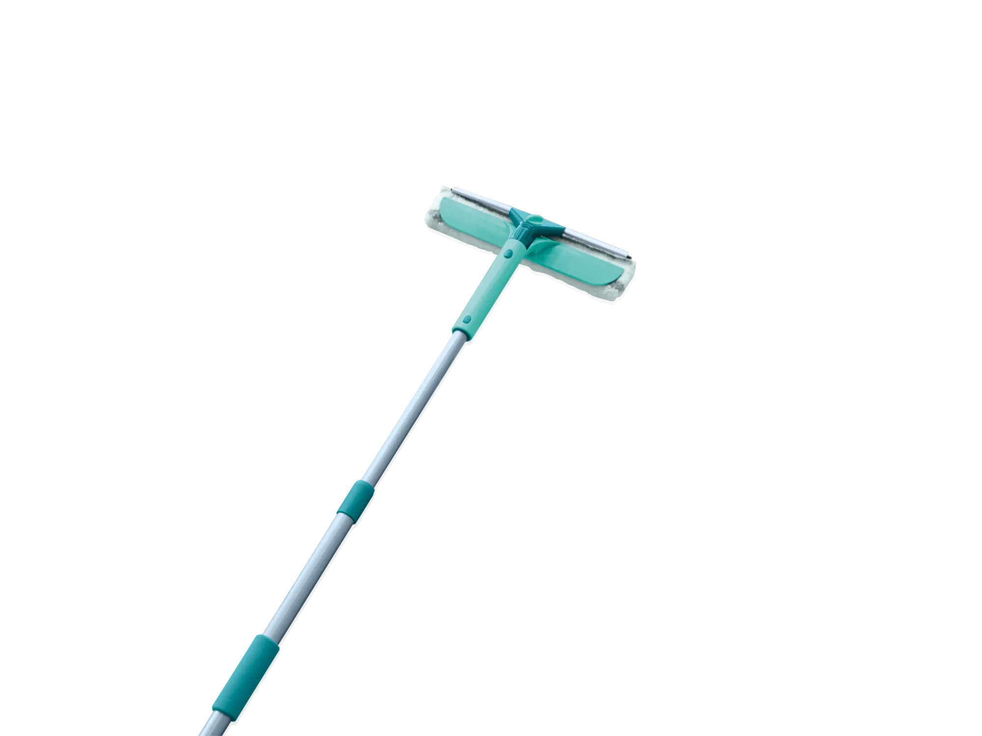 WetDry raamwisser met telescopische steel. De wisser heeft een groene steel en een uitschuifbare steel, ideaal voor moeilijk bereikbare ramen. Perfect voor gebruik binnen en buiten.