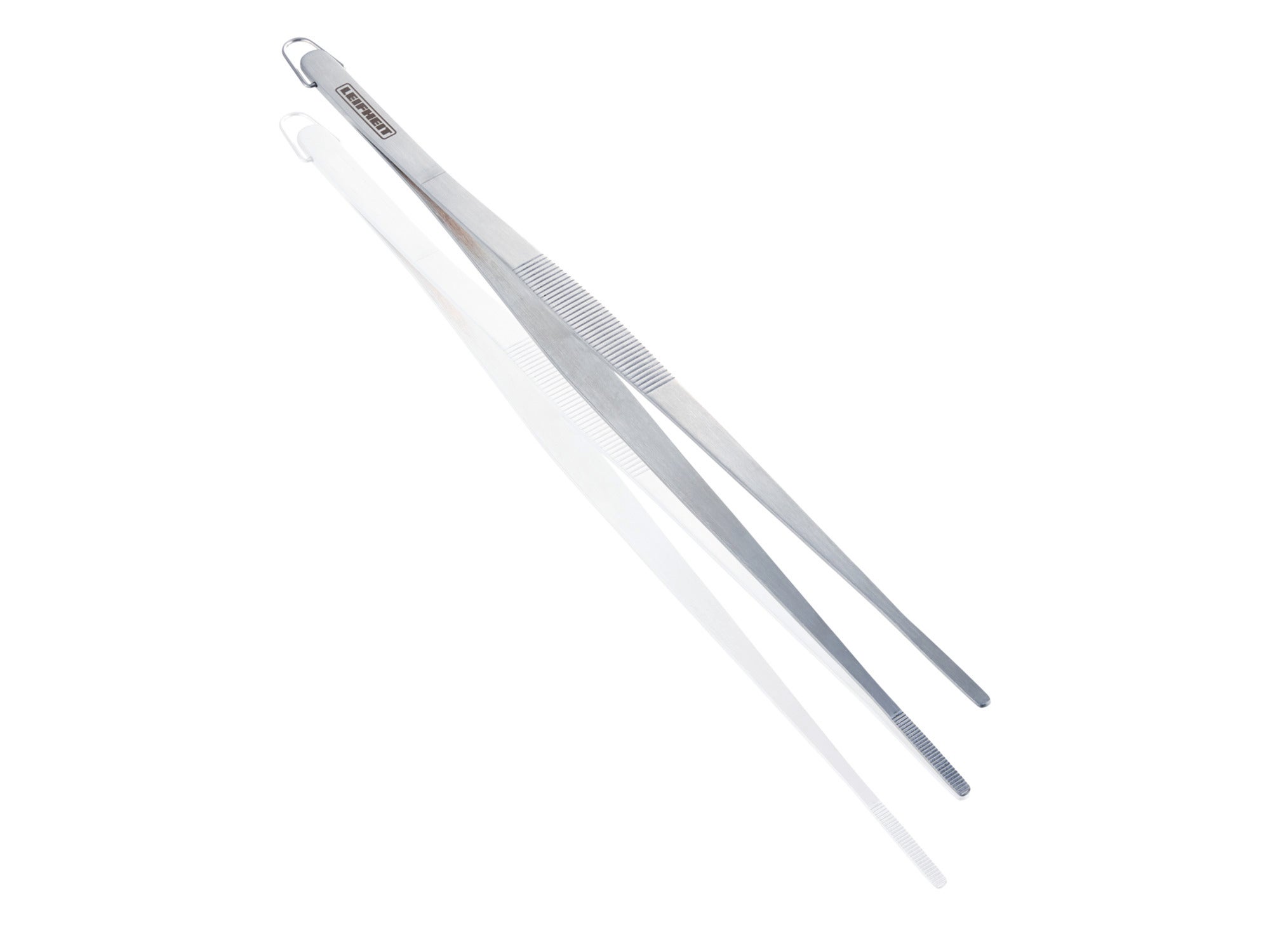 Küchen-Pinzette 30 cm aus Edelstahl, ideal für präzises Greifen und Wenden von Lebensmitteln. Ergonomisches Design für komfortable Handhabung in der Küche.