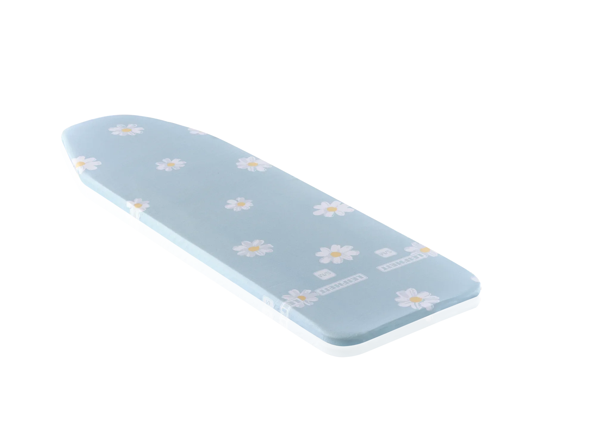 Bügeltischbezug Cotton Classic S-M von Leifheit in hellblau mit weißen Blumenmuster. Der Bezug bietet eine glatte Oberfläche für effizientes Bügeln und passt auf verschiedene Bügeltischgrößen.