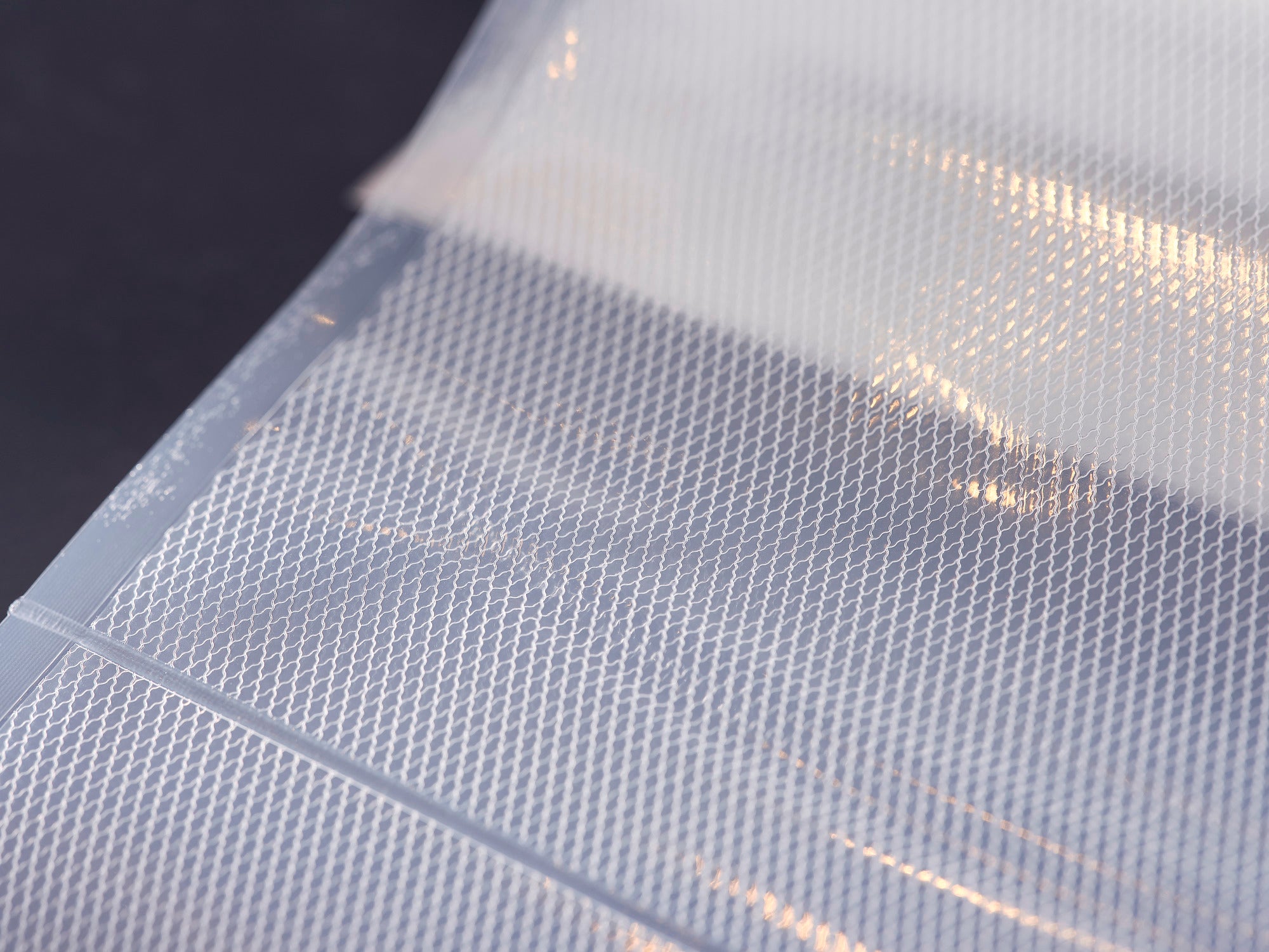 Vakuum-Beutel 20x30cm: Nahaufnahme eines transparenten, strukturierten Vakuumbeutels, ideal zur sicheren Aufbewahrung von Lebensmitteln. Die Struktur sorgt für eine effektive Versiegelung und Frischeerhaltung.