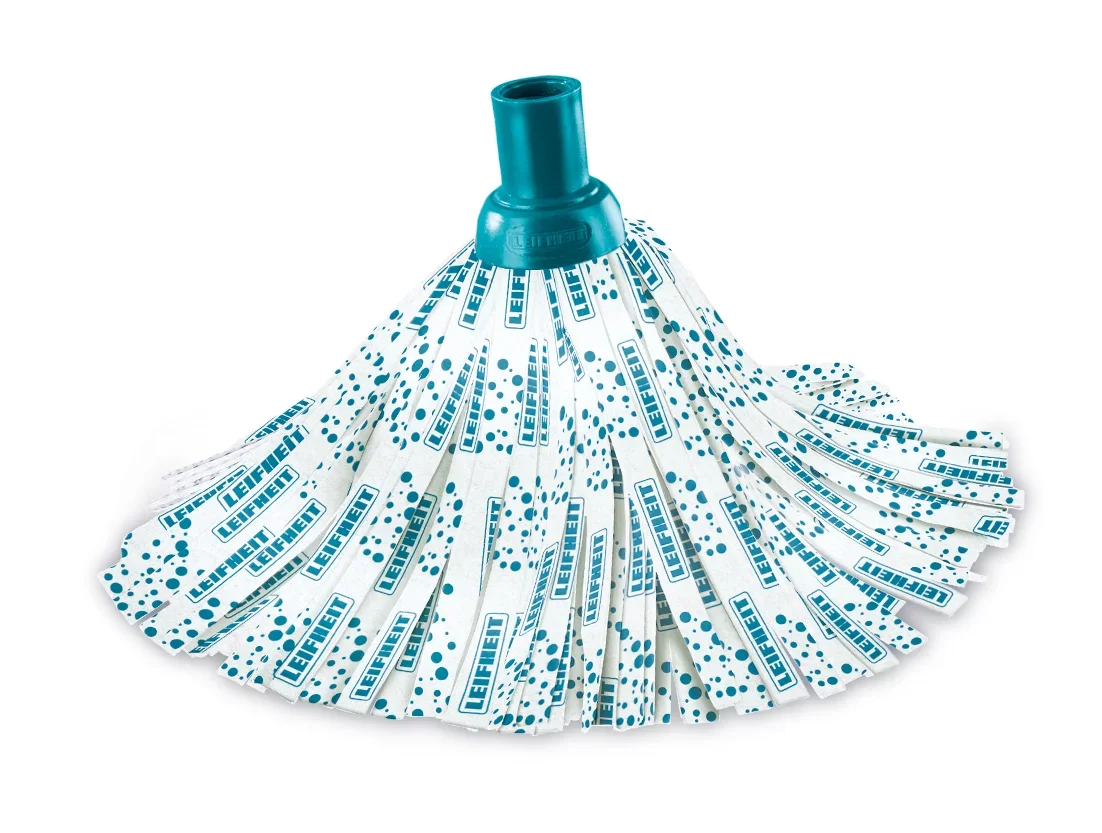 Vervangingskop voor de Classic mop, ideaal voor het grondig reinigen van vloeren. De kop is gemaakt van absorberend materiaal met blauwe en witte patronen, geschikt voor de Profi XL.