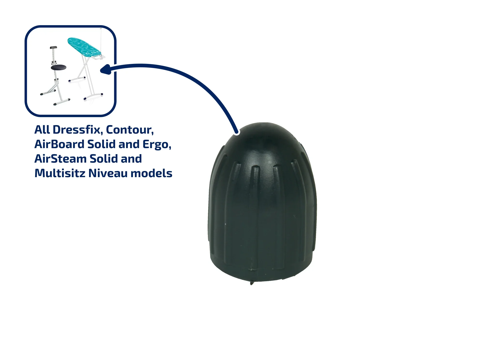 Voetdoppen strijkplank en strijkkruk Multizit (blauw)