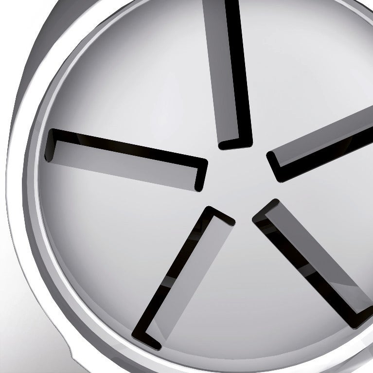 Close-up of garlic cutter. The image shows the sharp blades of the garlic cutter, arranged in a circular pattern, ideal for efficiently chopping garlic cloves.