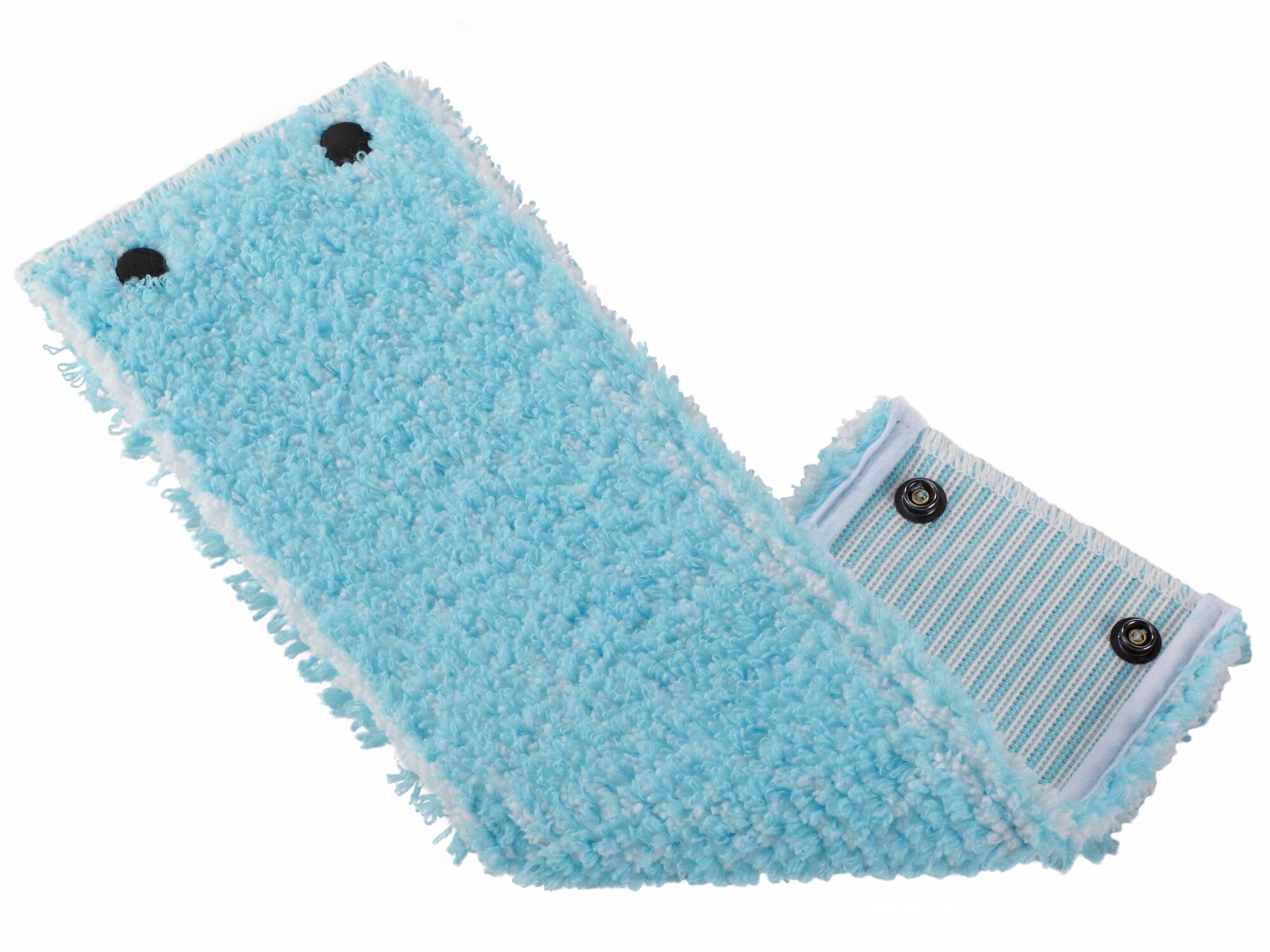 Un panno blu CLEAN TWIST super soft, ideale per pavimenti delicati. Il panno ha una consistenza morbida ed è dotato di due bottoni a pressione per garantire una tenuta sicura.