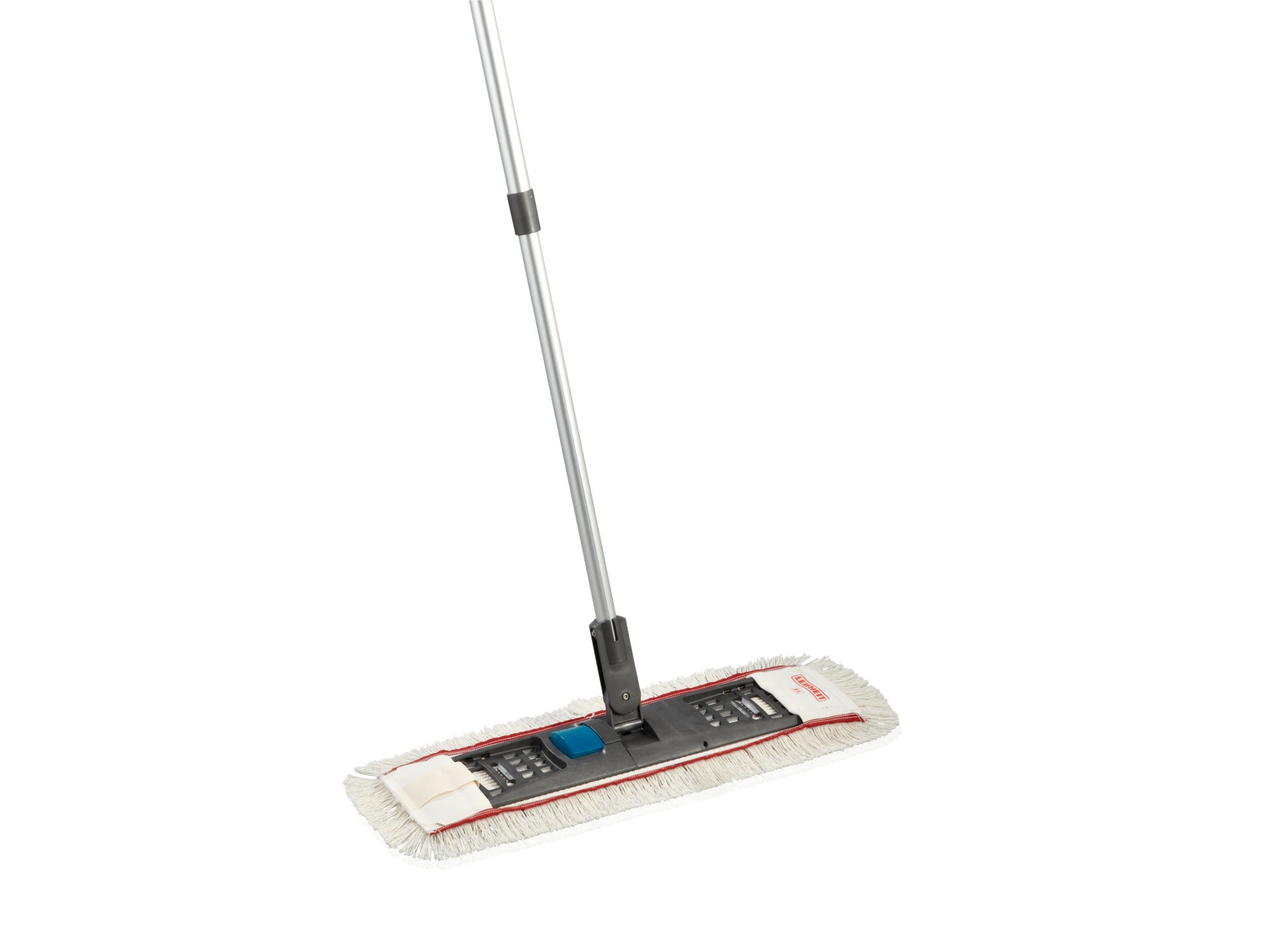 Un sistema di pulizia a piatto con manico lungo e testa rettangolare. Ideale per la pulizia professionale di grandi superfici. La testa è dotata di un rivestimento in microfibra.