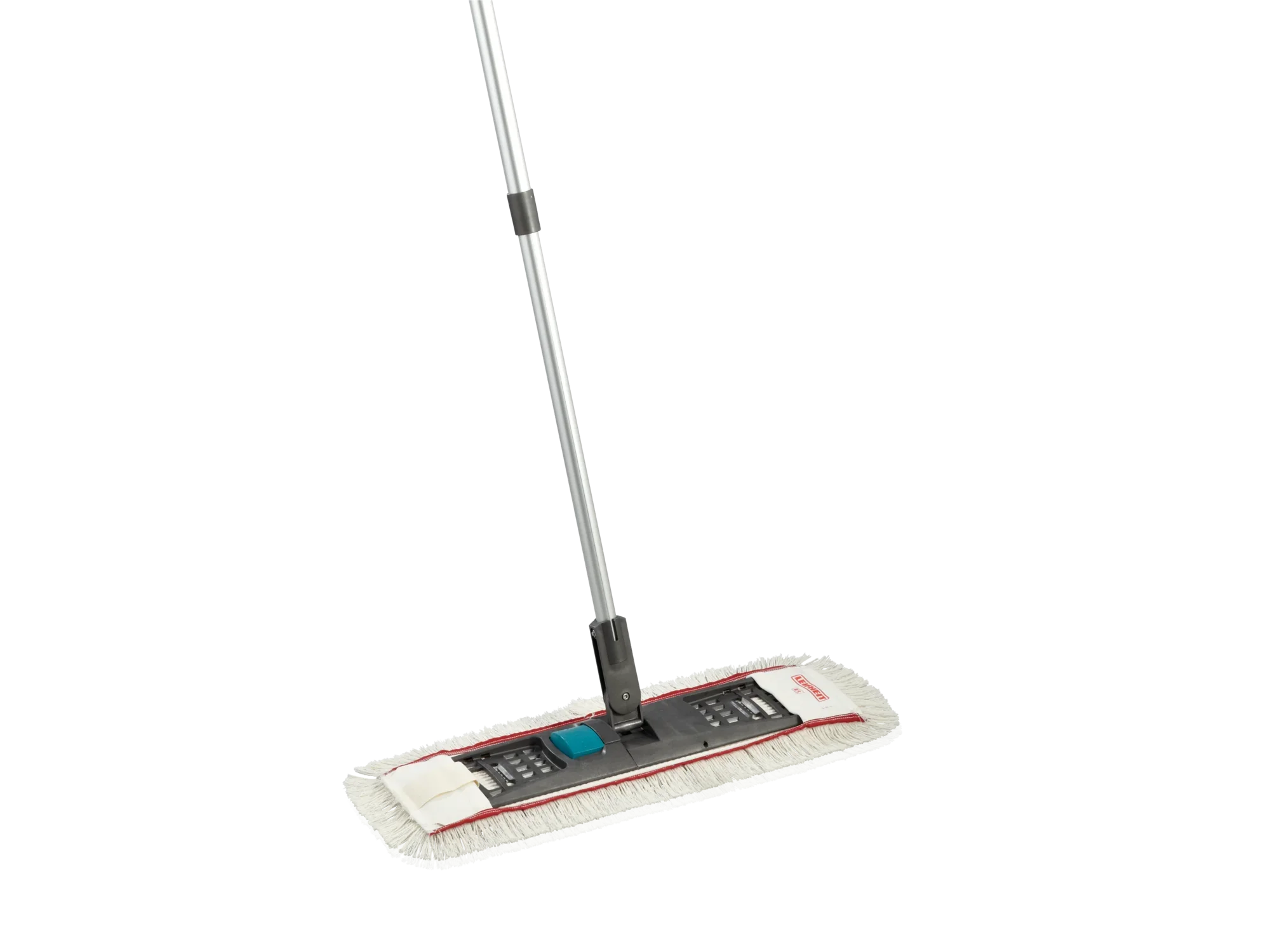 System mopa płaskiego z długim uchwytem i prostokątną głowicą mopa. Idealny do profesjonalnego czyszczenia dużych powierzchni podłogowych. Głowica mopa jest wyposażona w nakładkę z mikrofibry.
