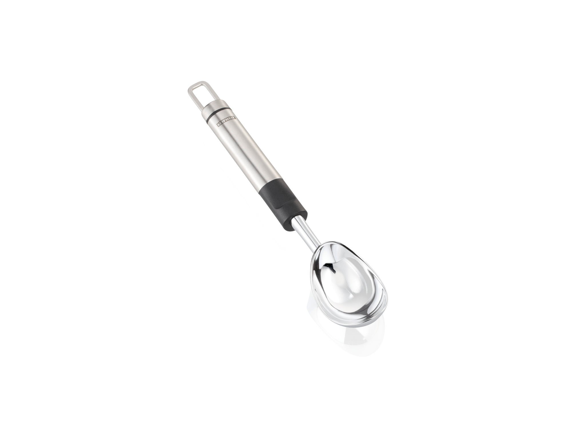 Eisportionierer aus Edelstahl mit ergonomischem Griff. Ideal zum einfachen Portionieren von Eiscreme. Hochwertiges Design, perfekt für den täglichen Gebrauch in der Küche.