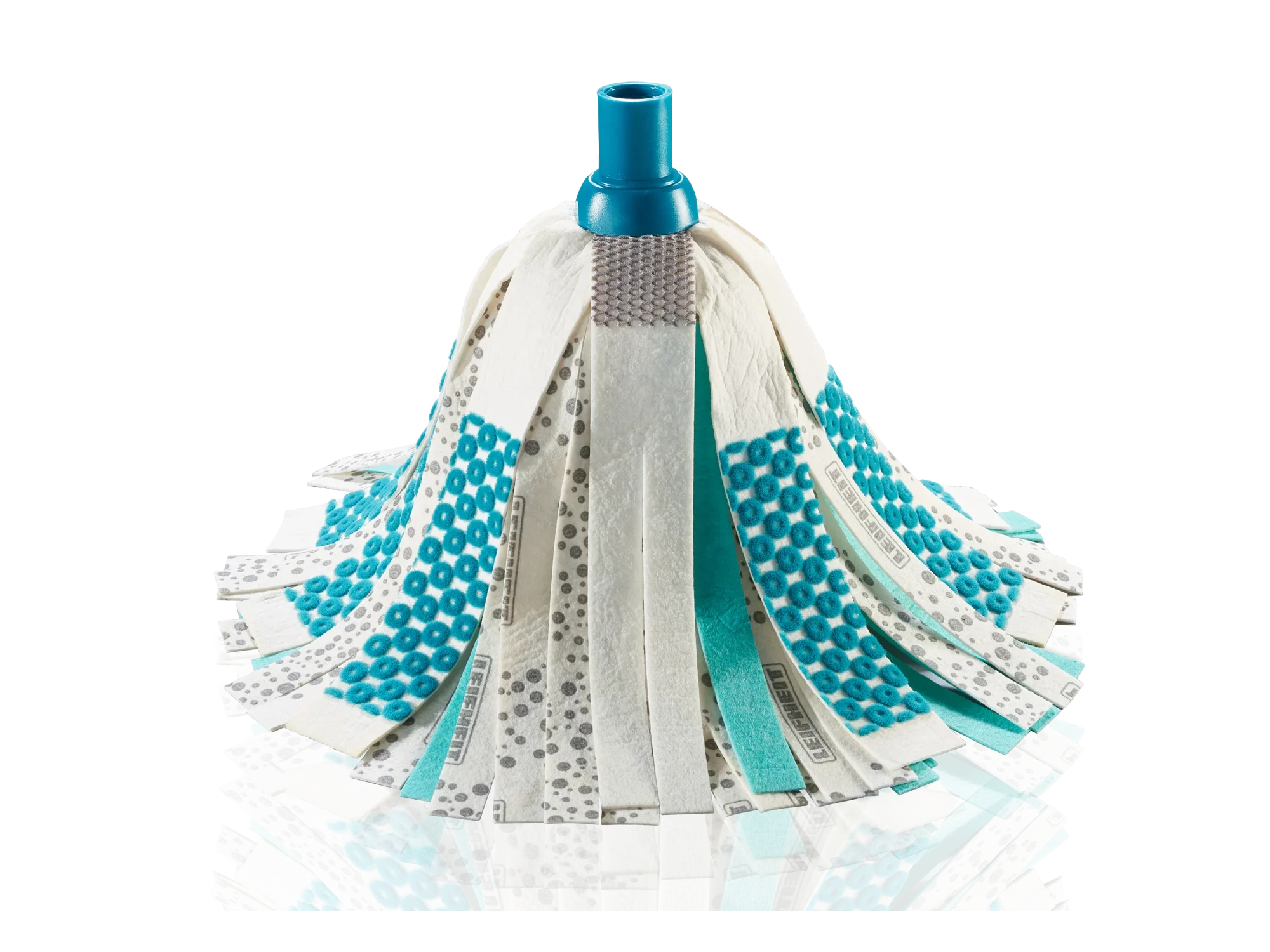 Replacement head for Power Mop 3in1 with blue and white stripes, ideal for thorough cleaning. The head is made of absorbent material and is easy to replace.