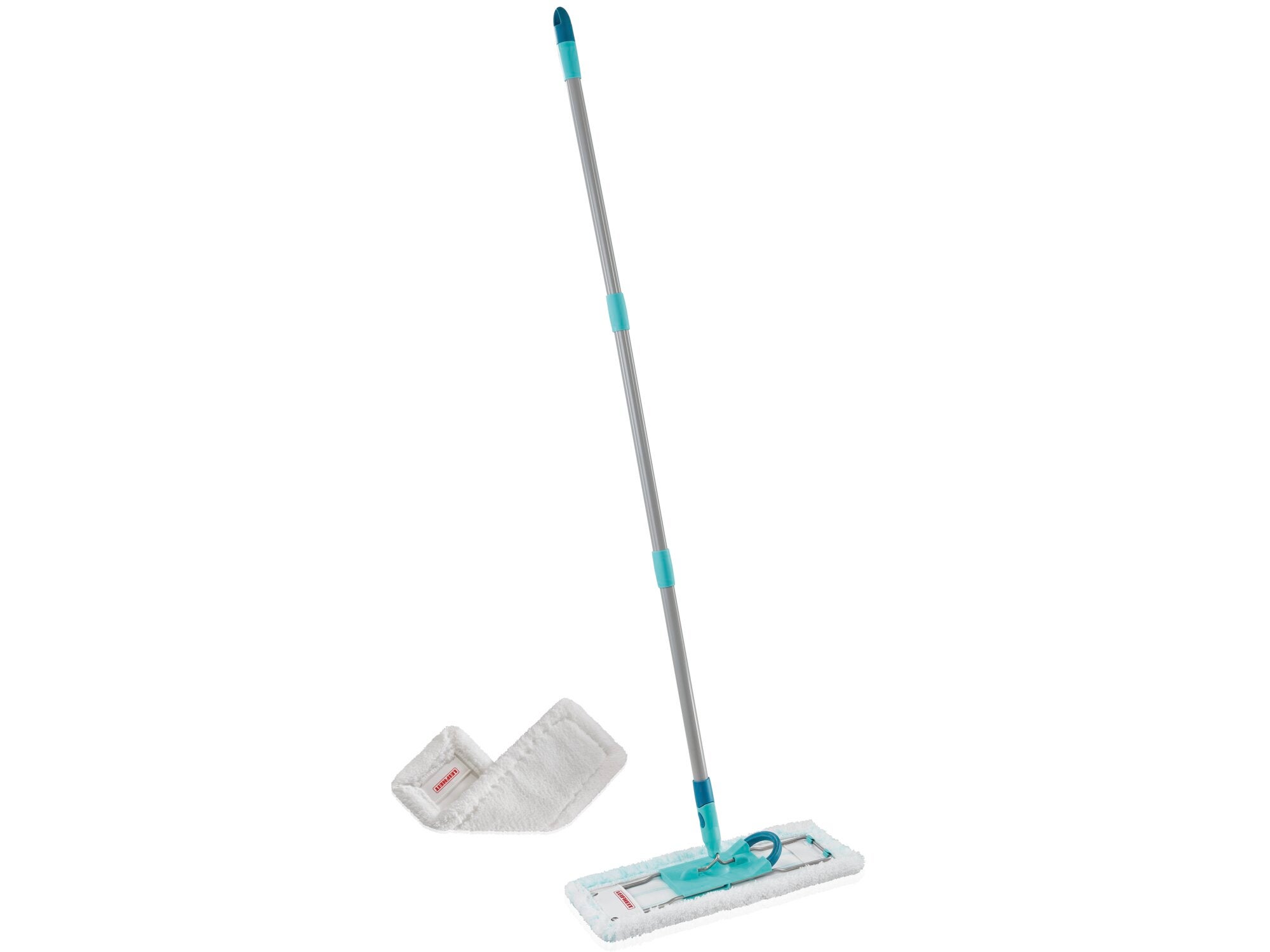 Profi XL micro duo dweilmop met stofhoes. De mop heeft een lange steel en een rechthoekige mopkop. Ideaal voor het grondig schoonmaken van grote oppervlakken.