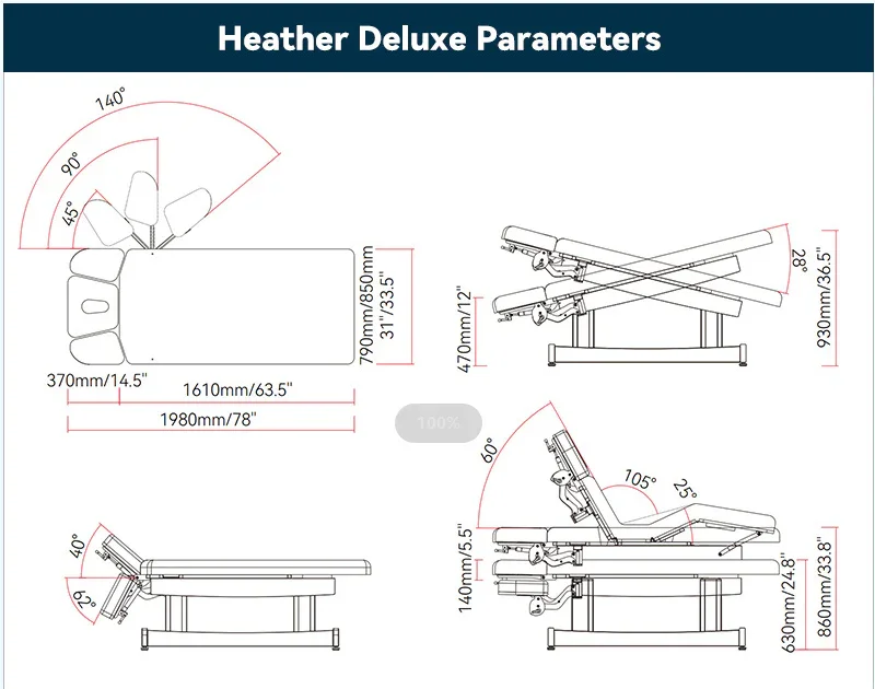 Master Massage Heather Electric Medi-Spa Bed | Dual Pedestal Beauty & Treatment Couch