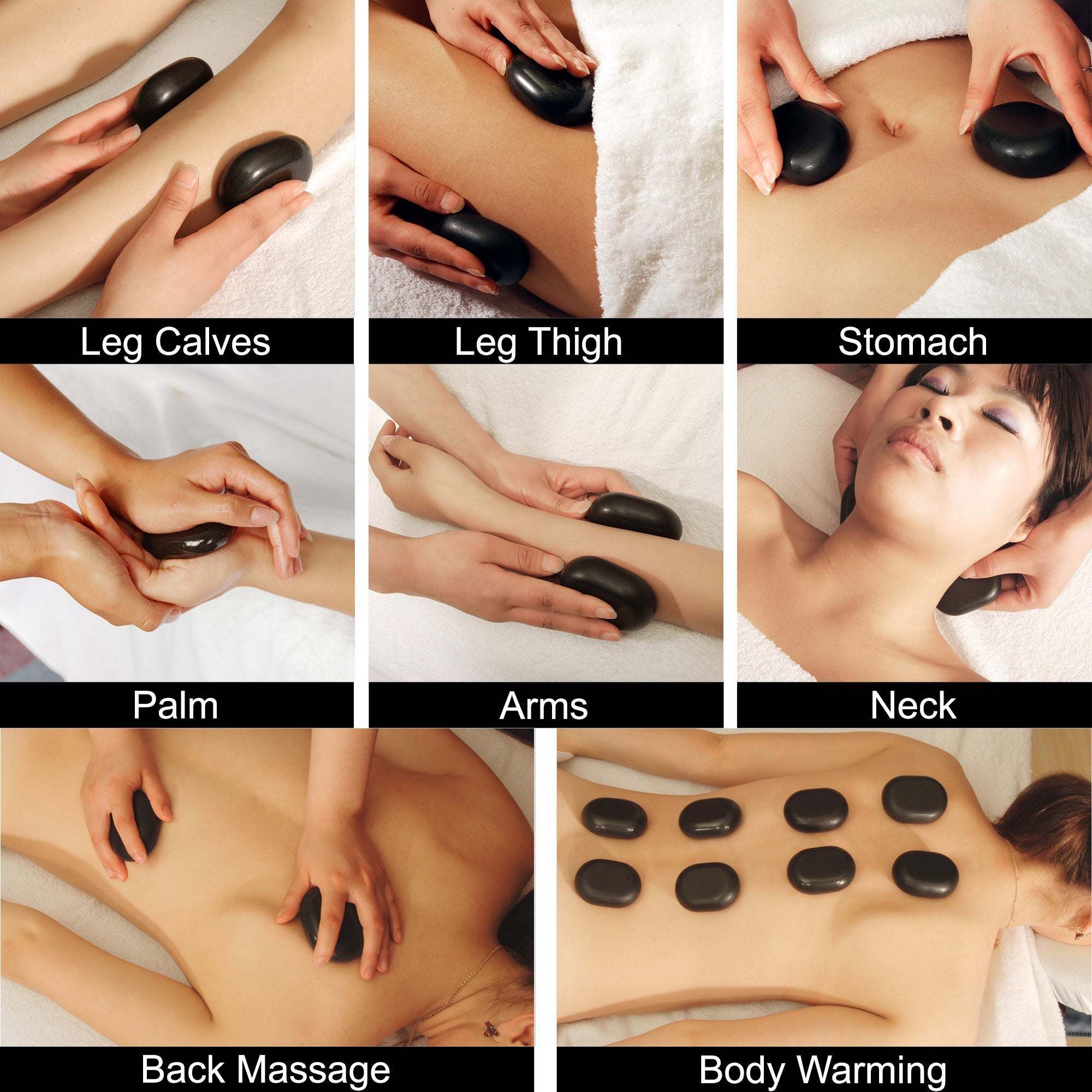 8 Oval Basalt Stones | Size: L | Hot Stone Therapy