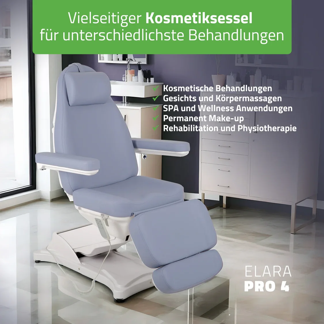 Eleganter Kosmetikstuhl elektrisch ELARA PRO 4