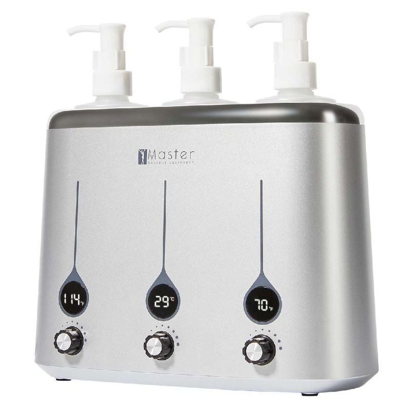 Massage-Oil-Warmer-02 3-fach Ölflaschen Massageöl Erwärmer mit LED Anzeige