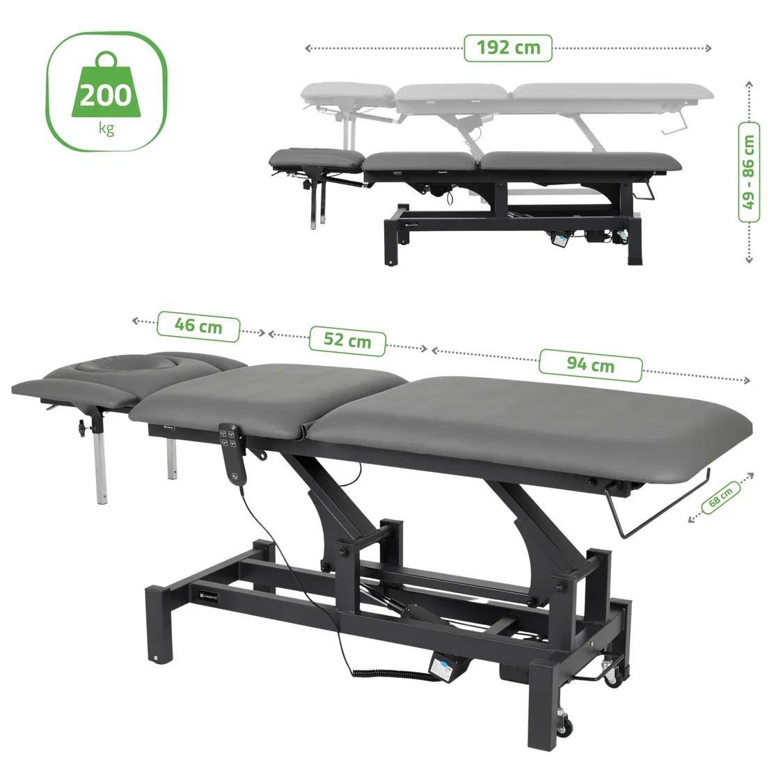 Elektrische Therapieliege FORTIS 5 ERGO plus | 5 Segmente | Hand- & Fußsteuerung