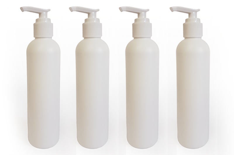 oelflasche-neutral-4er-set Dosierflaschen für Massageöl mit Pumpsystem - 4er Packung