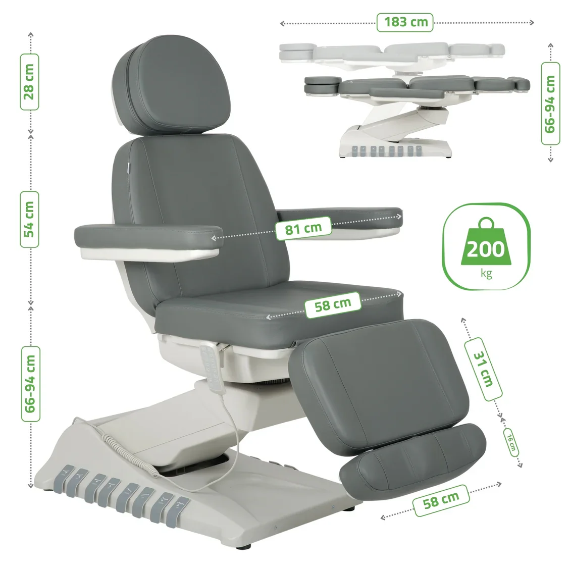 Kosmetikstuhl elektrisch Luxoria PRO5 - Multi - elektrische Kosmetikliege