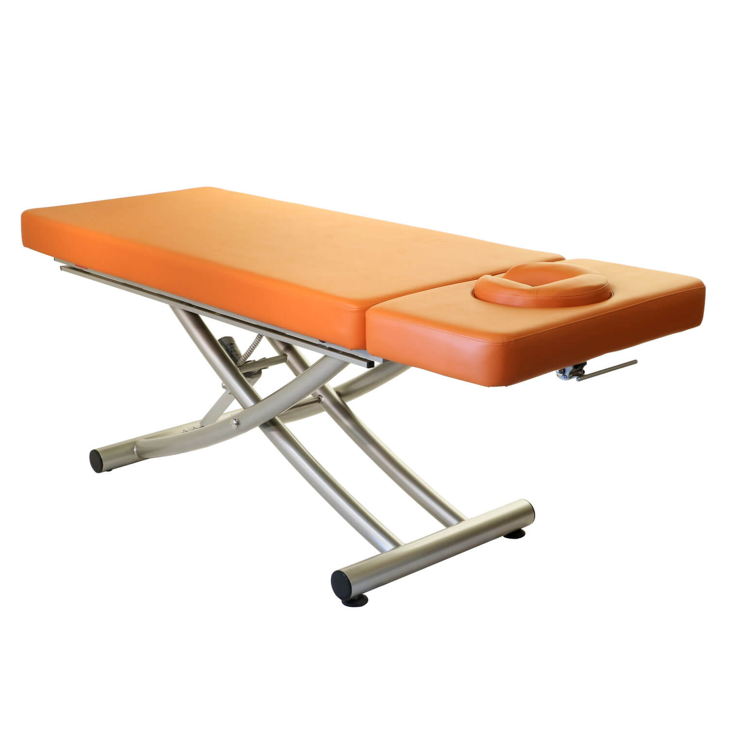 Elektrische Massageliege MATERA 2 Segmente mit Kopfteil | Untergestell titanium | PISA- orange