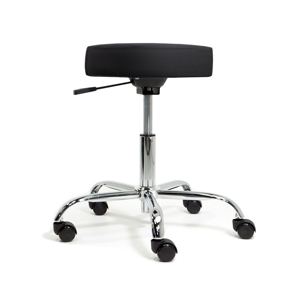 Hocker-mit-Rollen-Drehhocker-Earthlite-schwarz Rollhocker EARTHLITE pneumatisch höhenverstellbar