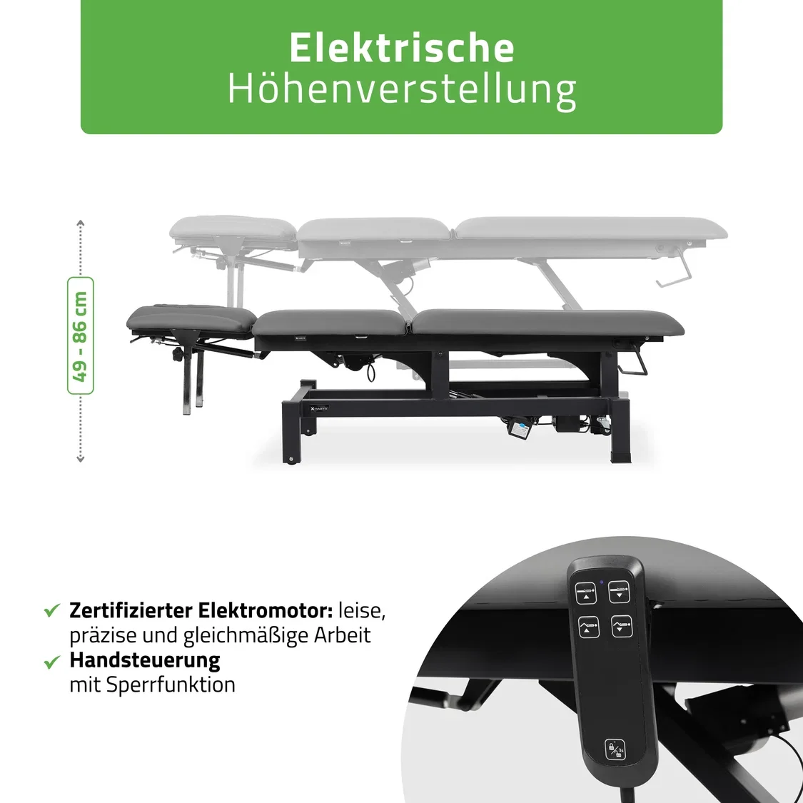 Elektrische Therapieliege FORTIS 5 ERGO plus | 5 Segmente | Hand- & Fußsteuerung