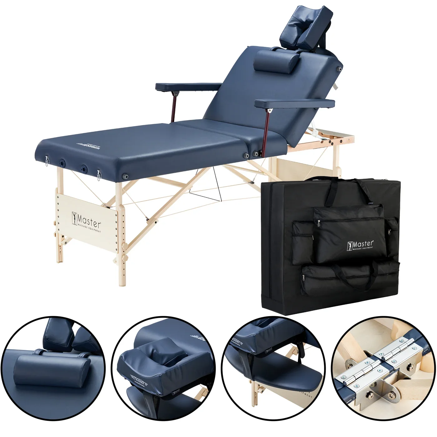 Coronado Salon Portable Massage Table – 76 cm with Adjustable Backrest