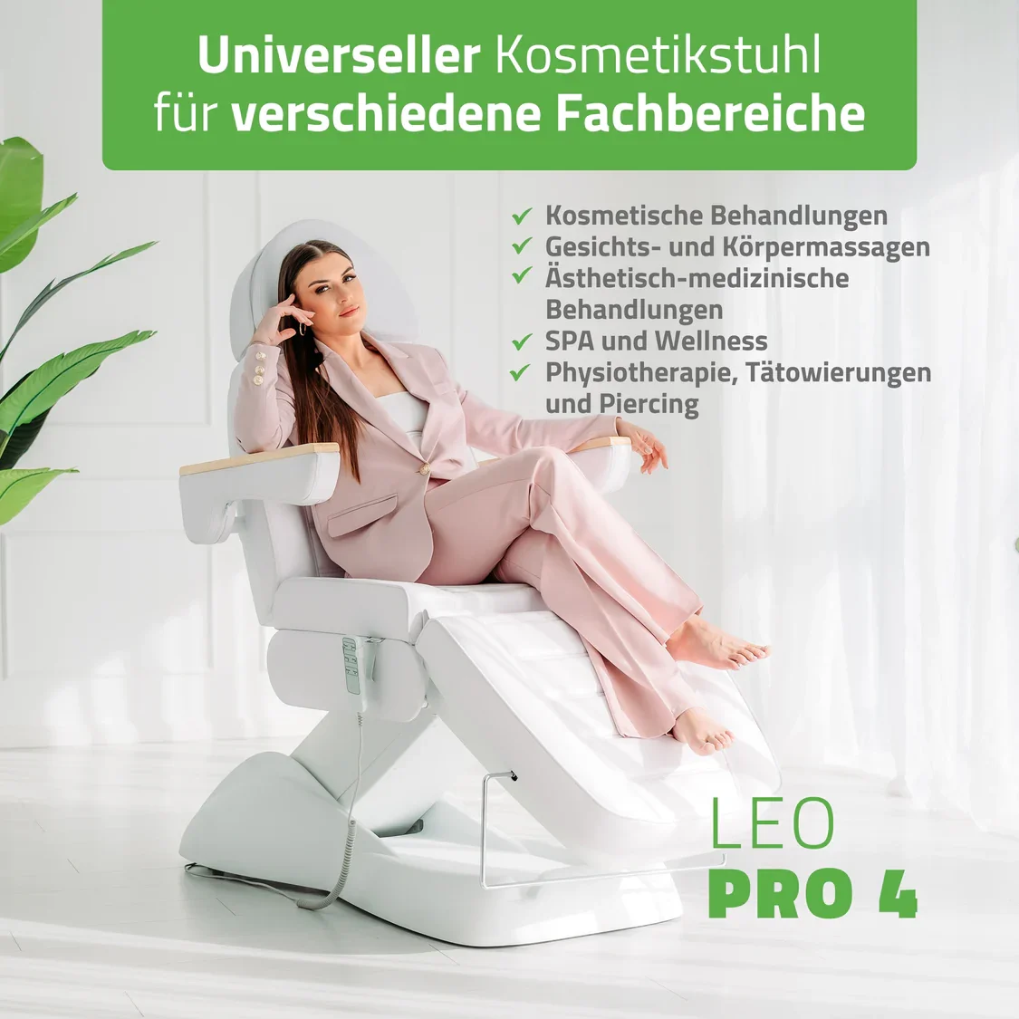 Universeller Kosmetikstuhl elektrisch LEO PRO 4 Multi - Tattoo Stuhl elektrisch