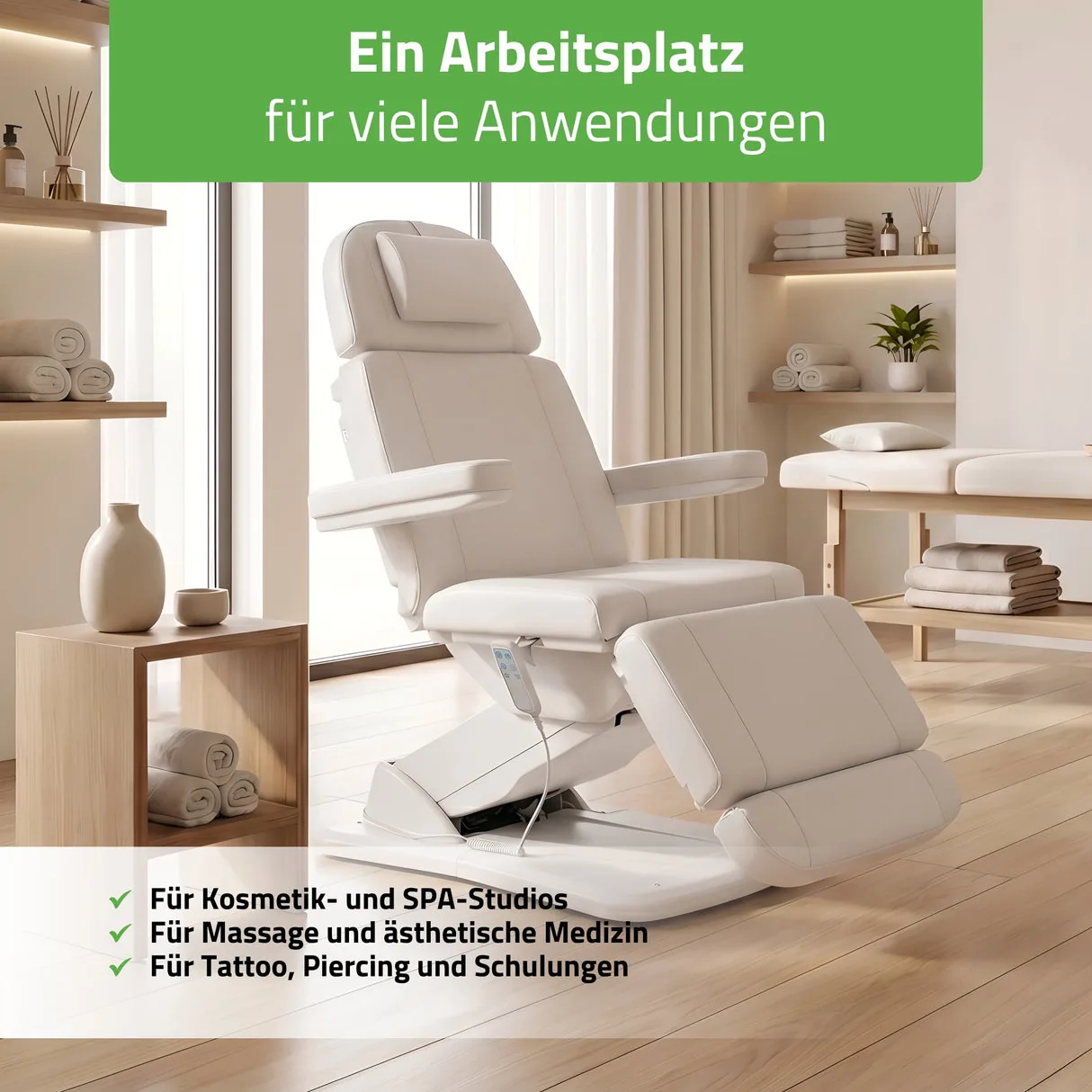 TAVIA – Kosmetikstuhl elektrisch mit 3 Motoren