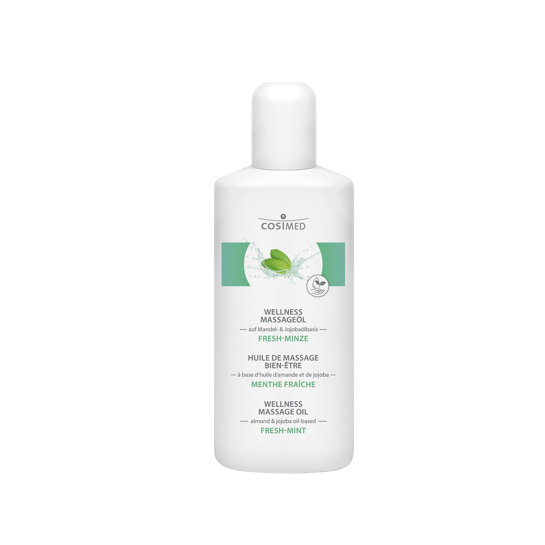 Wellness Massageöl Fresh-Minze by CosiMed Flasche, Lotion, Kräuterig, Pflanze, Shampoo