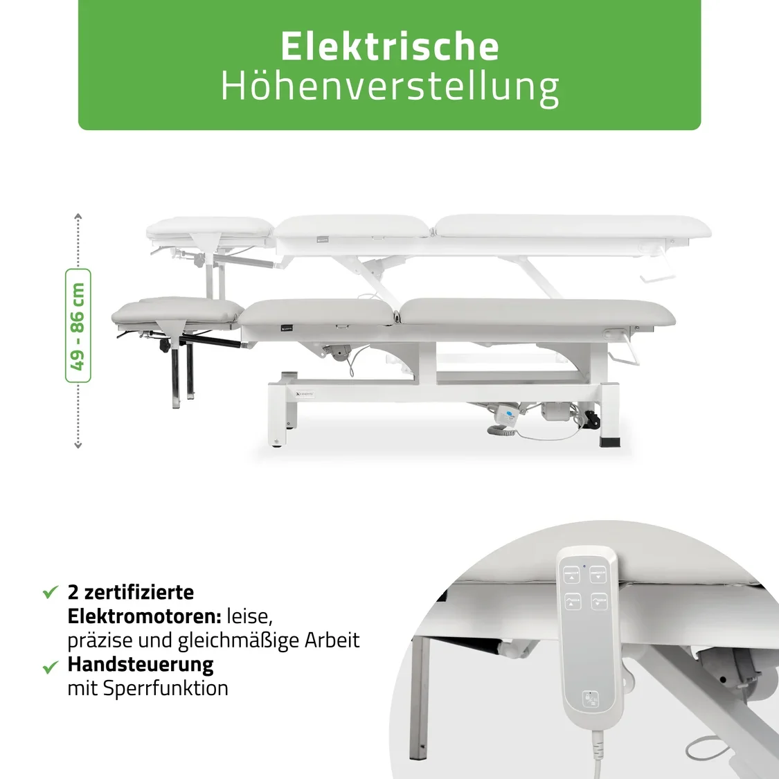 Elektrische Therapieliege FORTIS 5 ERGO plus | 5 Segmente | Hand- & Fußsteuerung