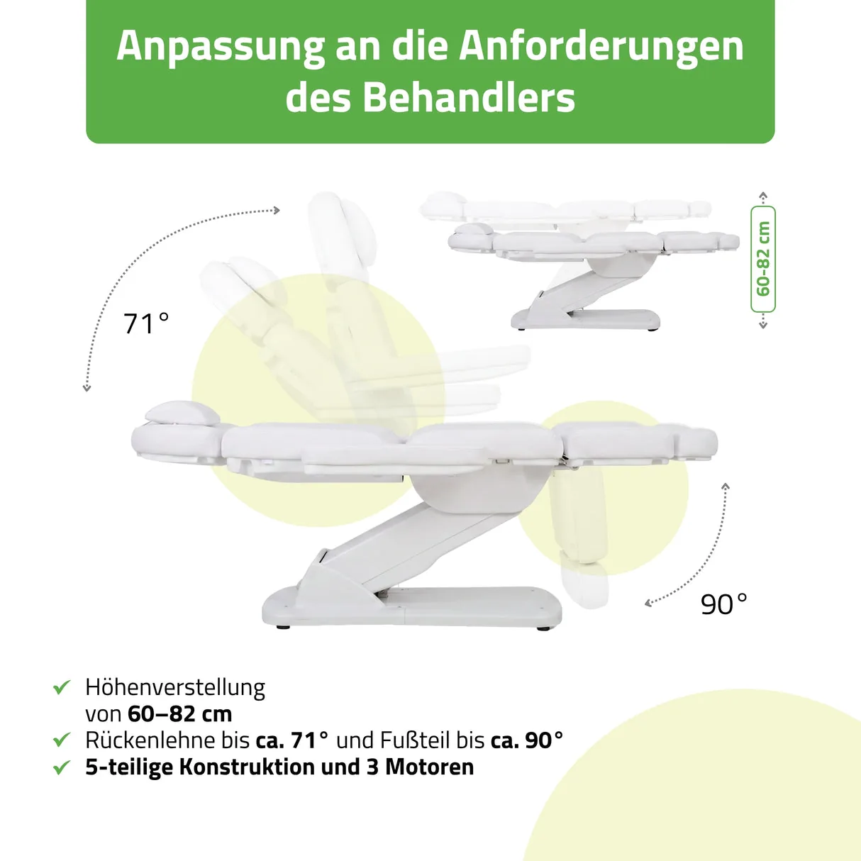 TAVIA – Kosmetikstuhl elektrisch mit 3 Motoren