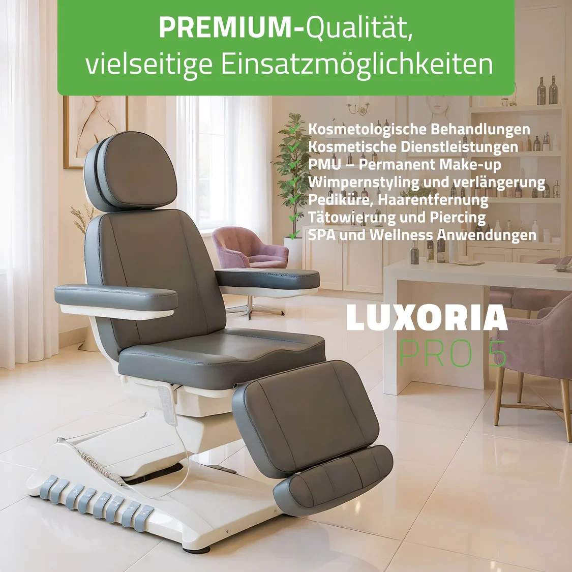 Kosmetikstuhl elektrisch Luxoria PRO5 - Multi - elektrische Kosmetikliege