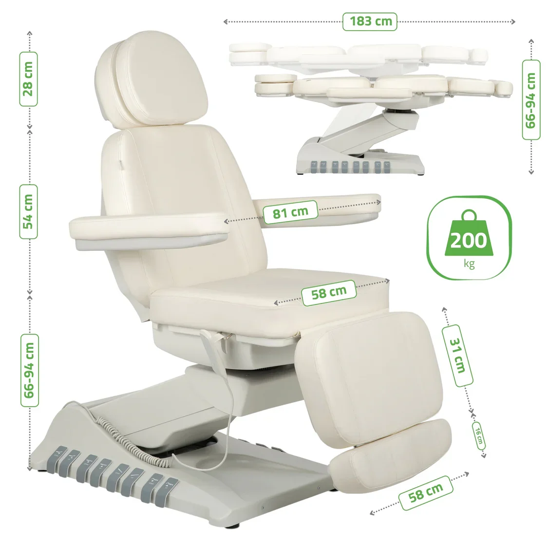 Kosmetikstuhl elektrisch Luxoria PRO5 - Multi - elektrische Kosmetikliege