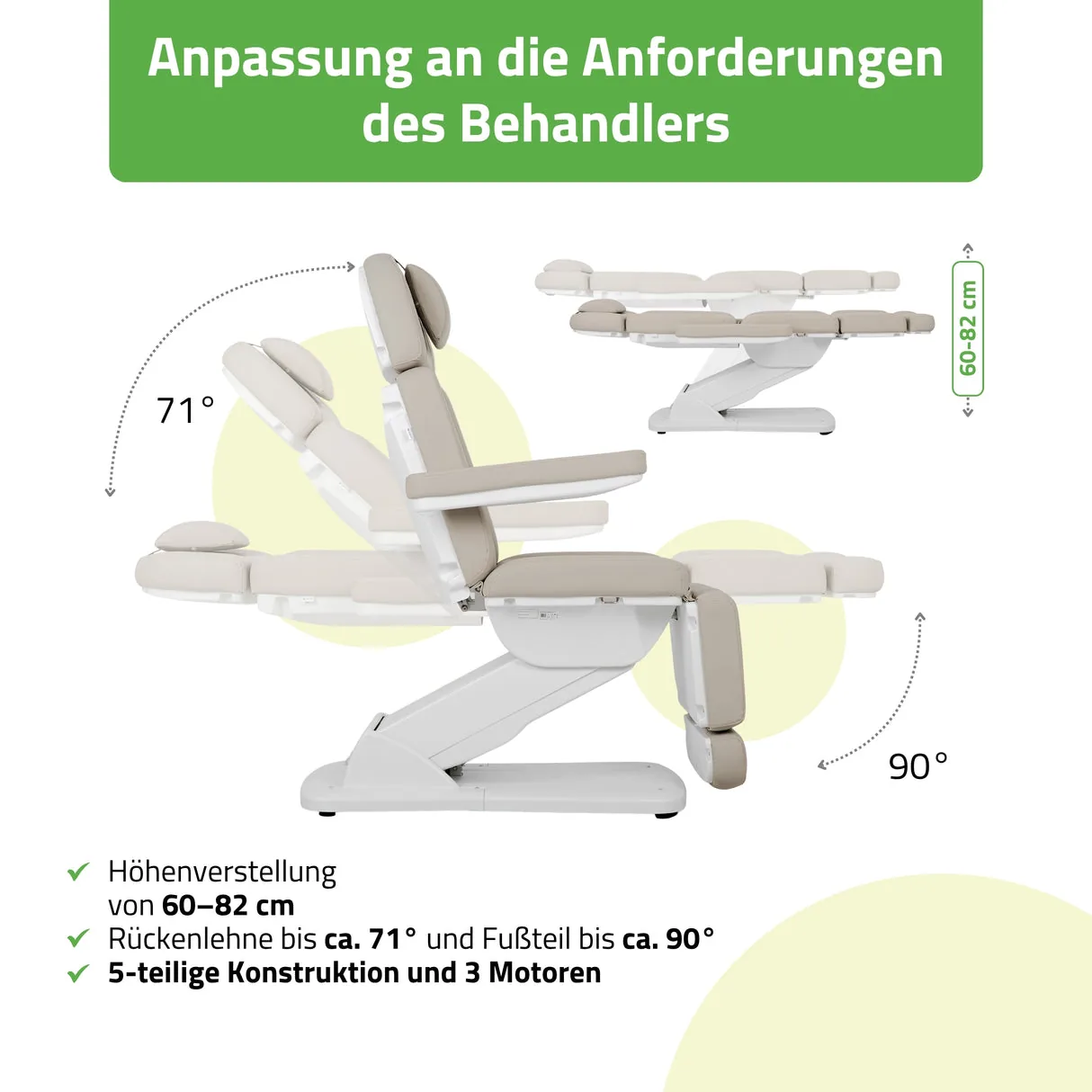 TAVIA – Kosmetikstuhl elektrisch mit 3 Motoren