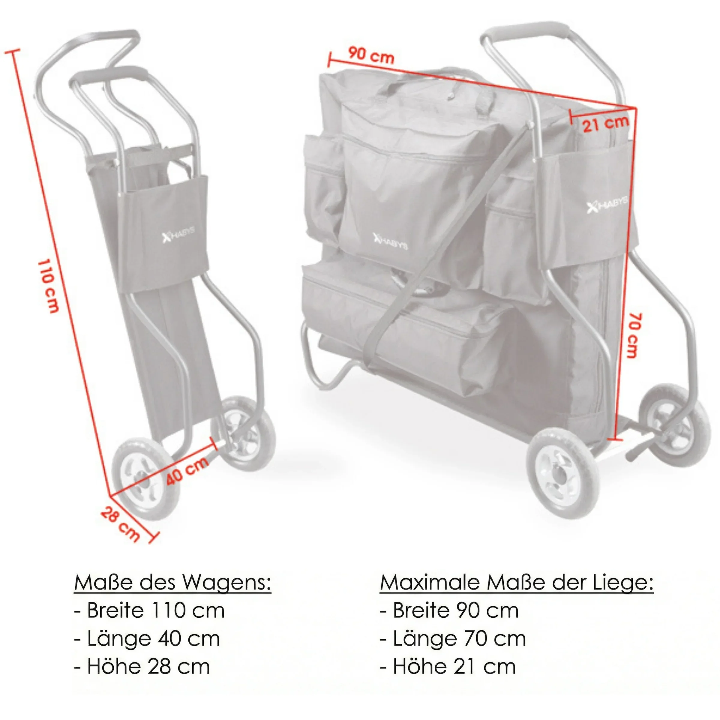 Transportwagen für Massageliegen | Trolley mit 200 mm Rädern