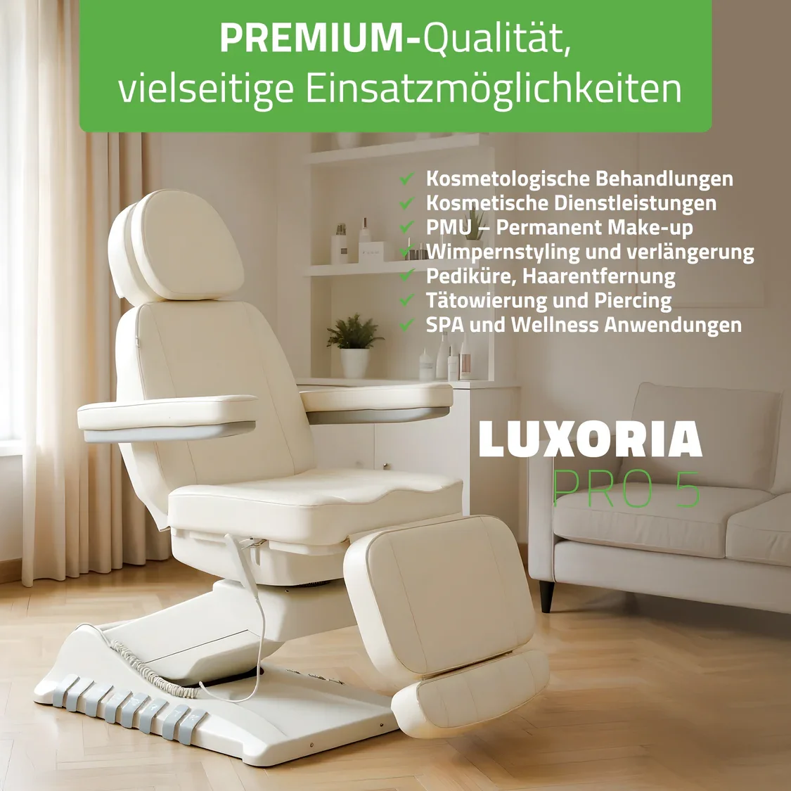 Kosmetikstuhl elektrisch Luxoria PRO5 - Multi - elektrische Kosmetikliege
