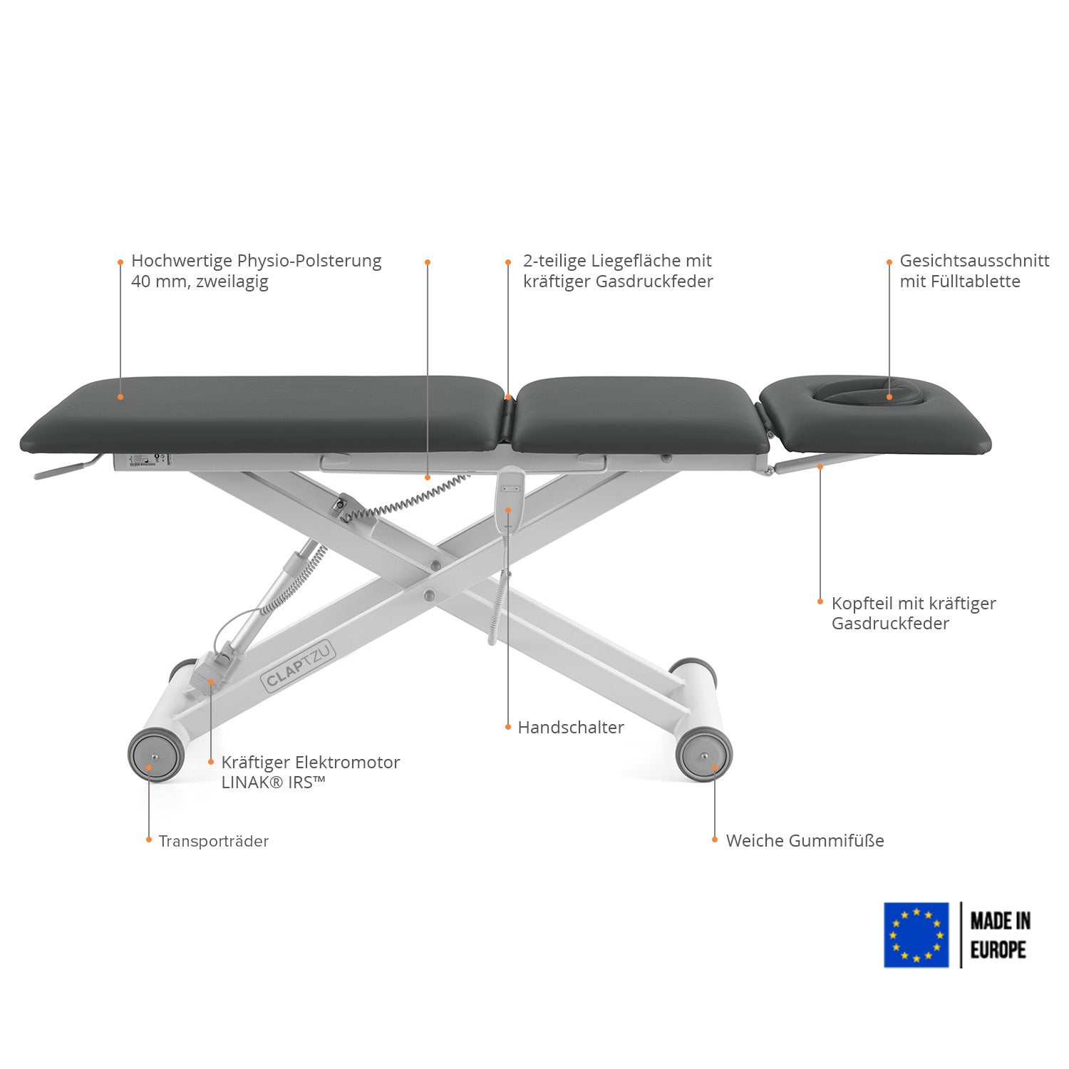 Elektrische Therapieliege MALMÖ 3 Dach | 3 Segmente | Dachstellung