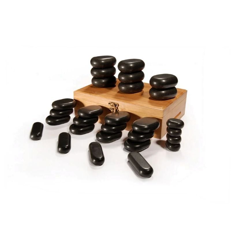 Hot Stone Set - 28 Massagesteine mit BambusBox Hot Stone Set - 28 Massagesteine mit BambusBox