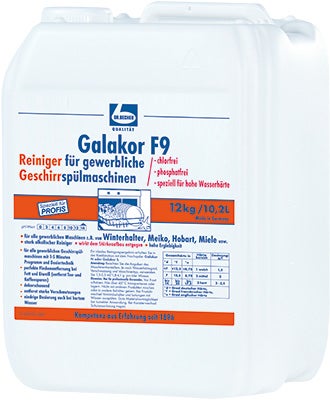 Galakor F9 Reiniger für gewerbliche Geschirrspülautomaten 12 Kg.