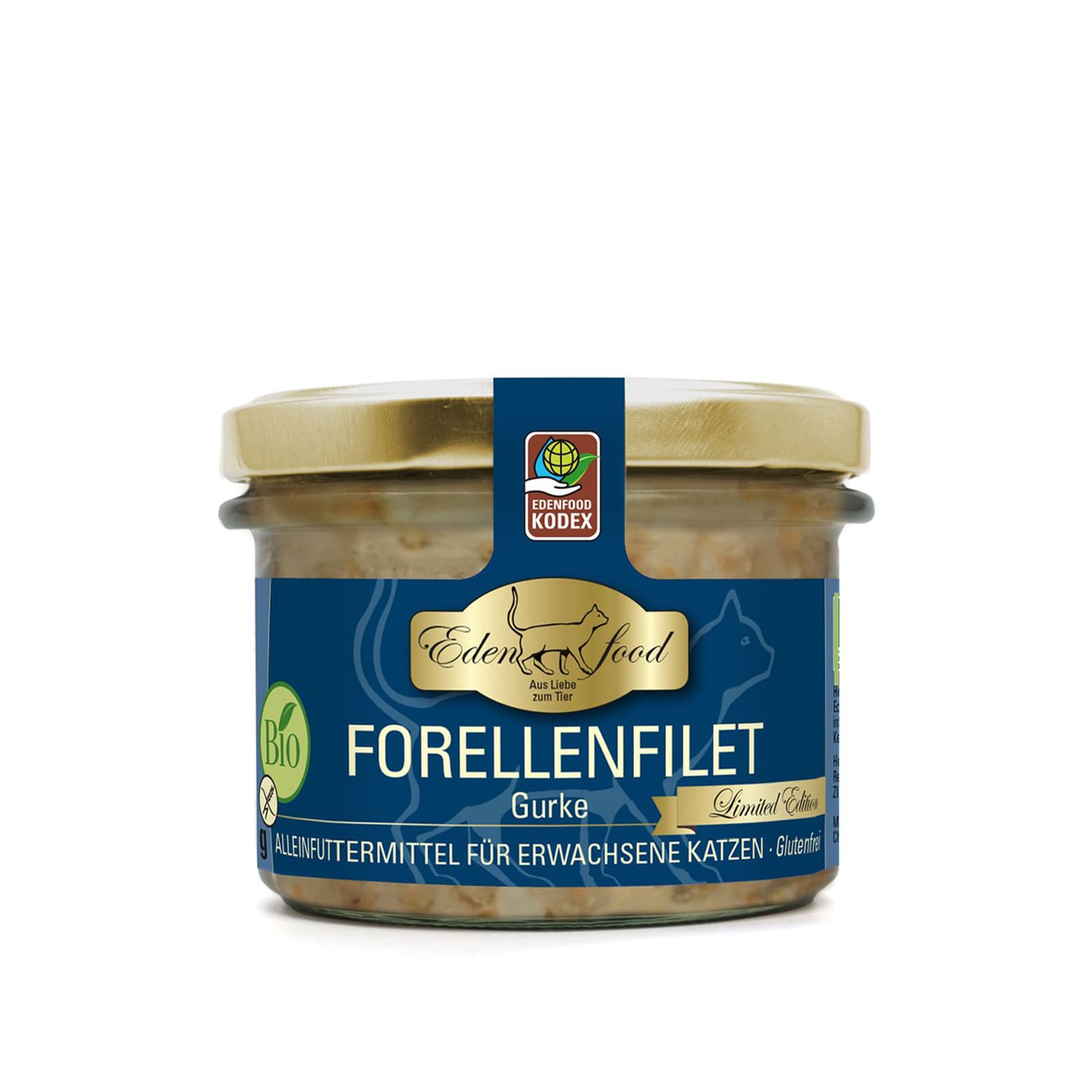 m Blechdeckel und dunkel blauem Etikett