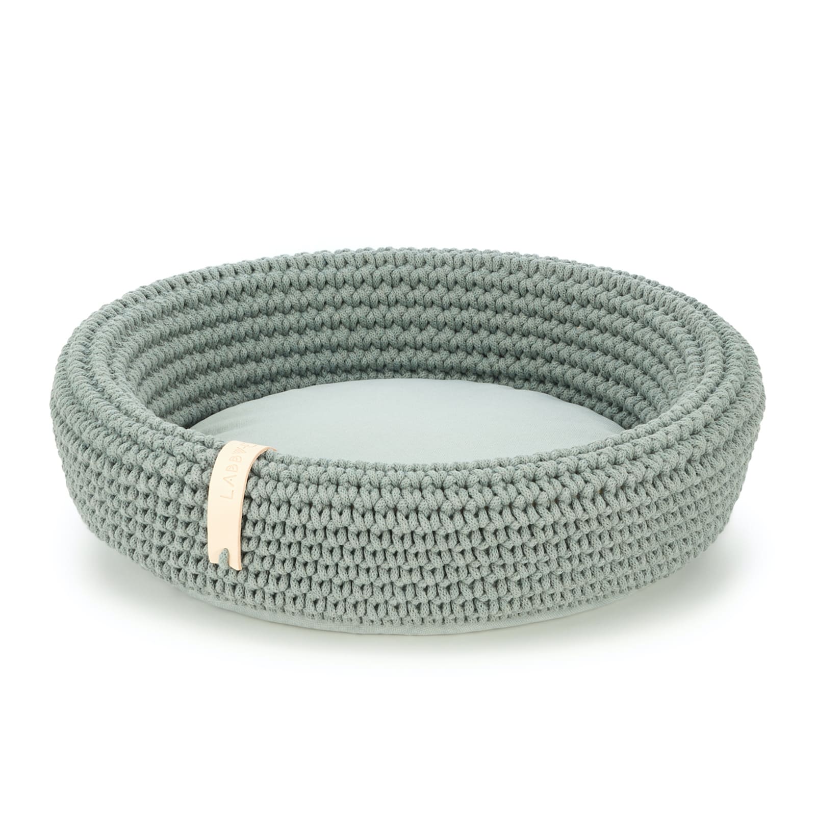Runder Korb mit Kissen grün
