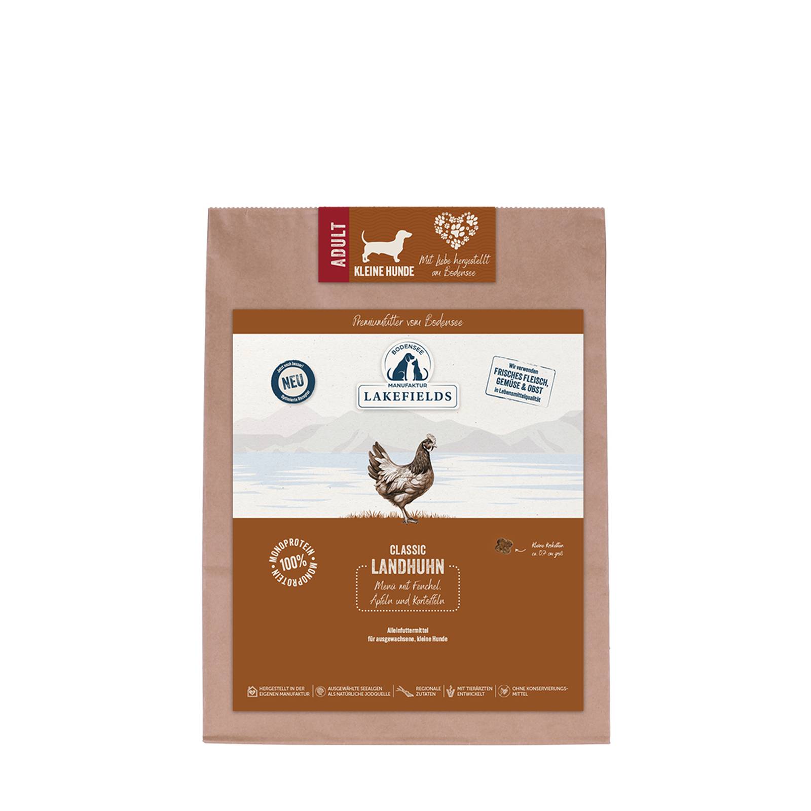 Trockenfutter-Menü kleine Hunde Landhuhn