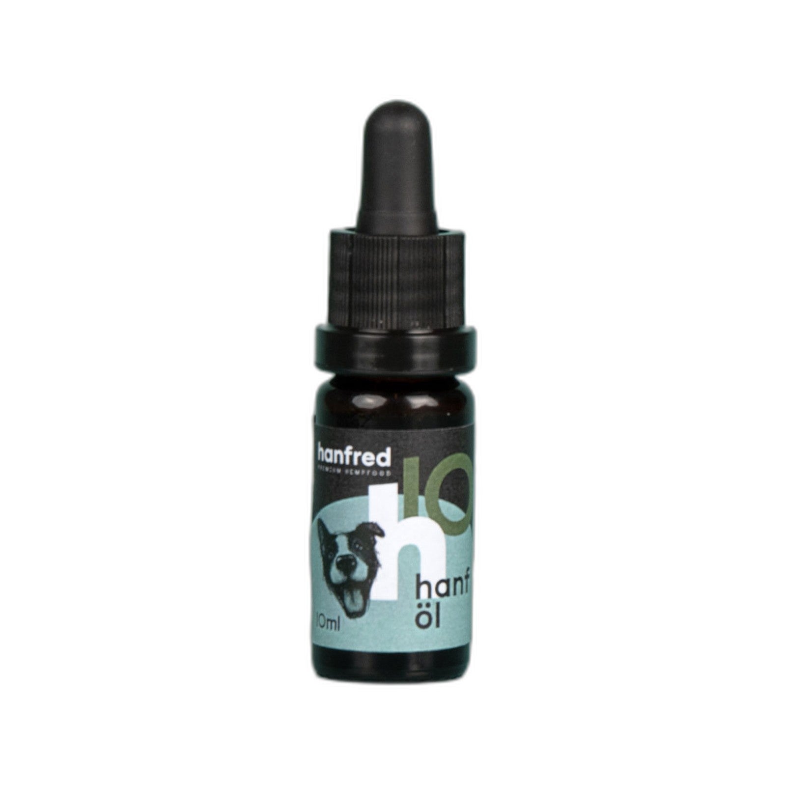 Hanfred CBD-Öl 10%, dunkle Tropfflasche mit Etikett