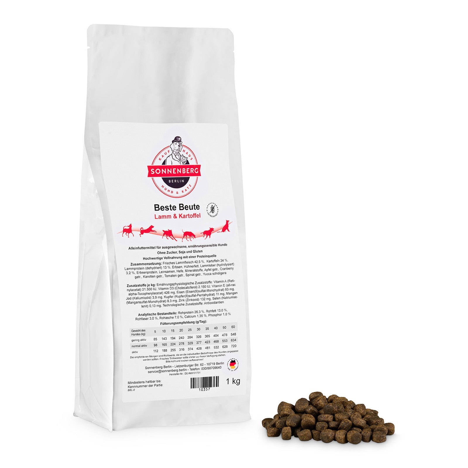 Beste Beute Lamm mit Kartoffel Weiße Tüte Hundefutter mit Trockenfutterbrocken