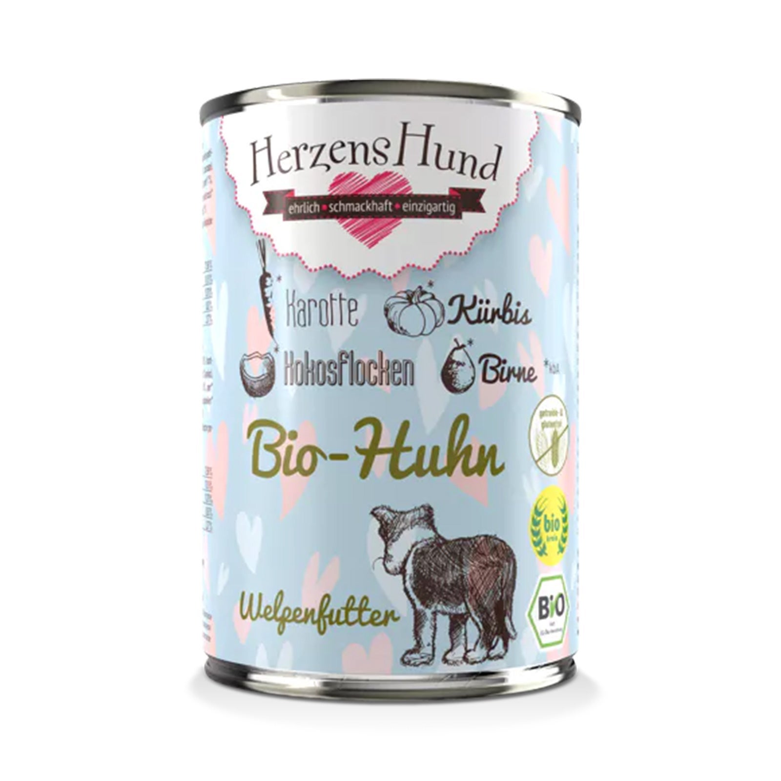 Kleine Dose Herzenshund Bio Welpenfutter mit Huhn