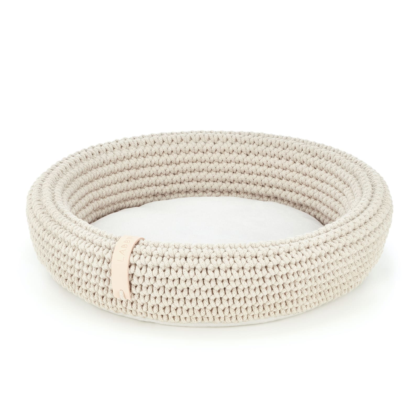 Runder Korb mit Kissen beige