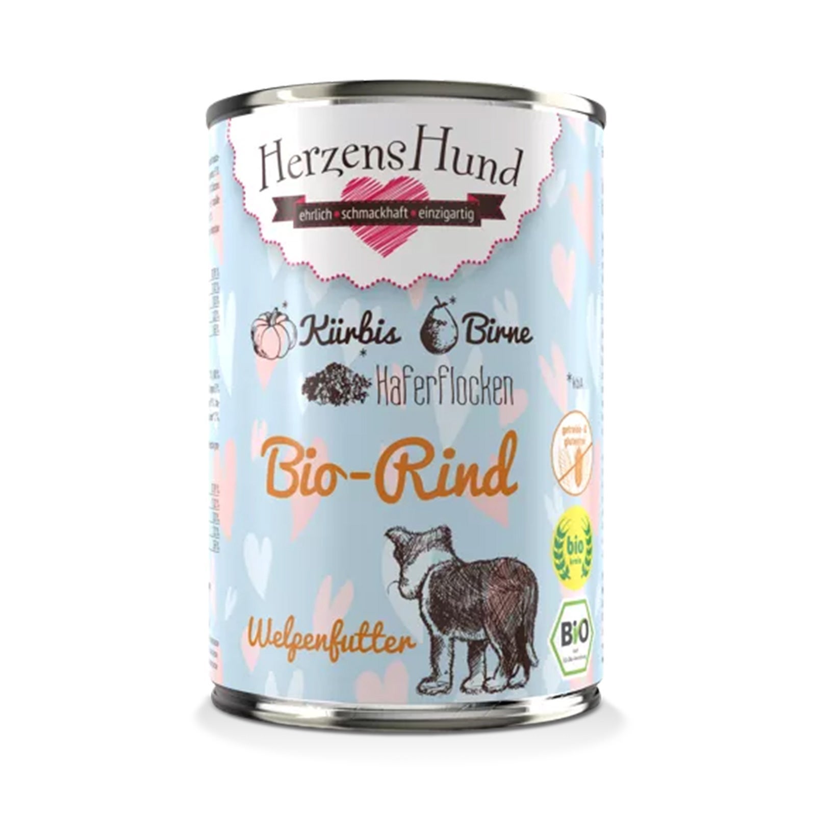 Herzenshund Bio-Rind Welpenfutter 400g Kleine Dose Herzenshund Bio Welpenfutter mit Rind